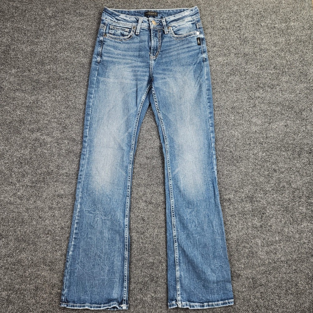Silver Suki Bootcut Jeans Women's 28 L33 Mid Rise Med Wash Denim Stretch Blue - Picture 1 of 8